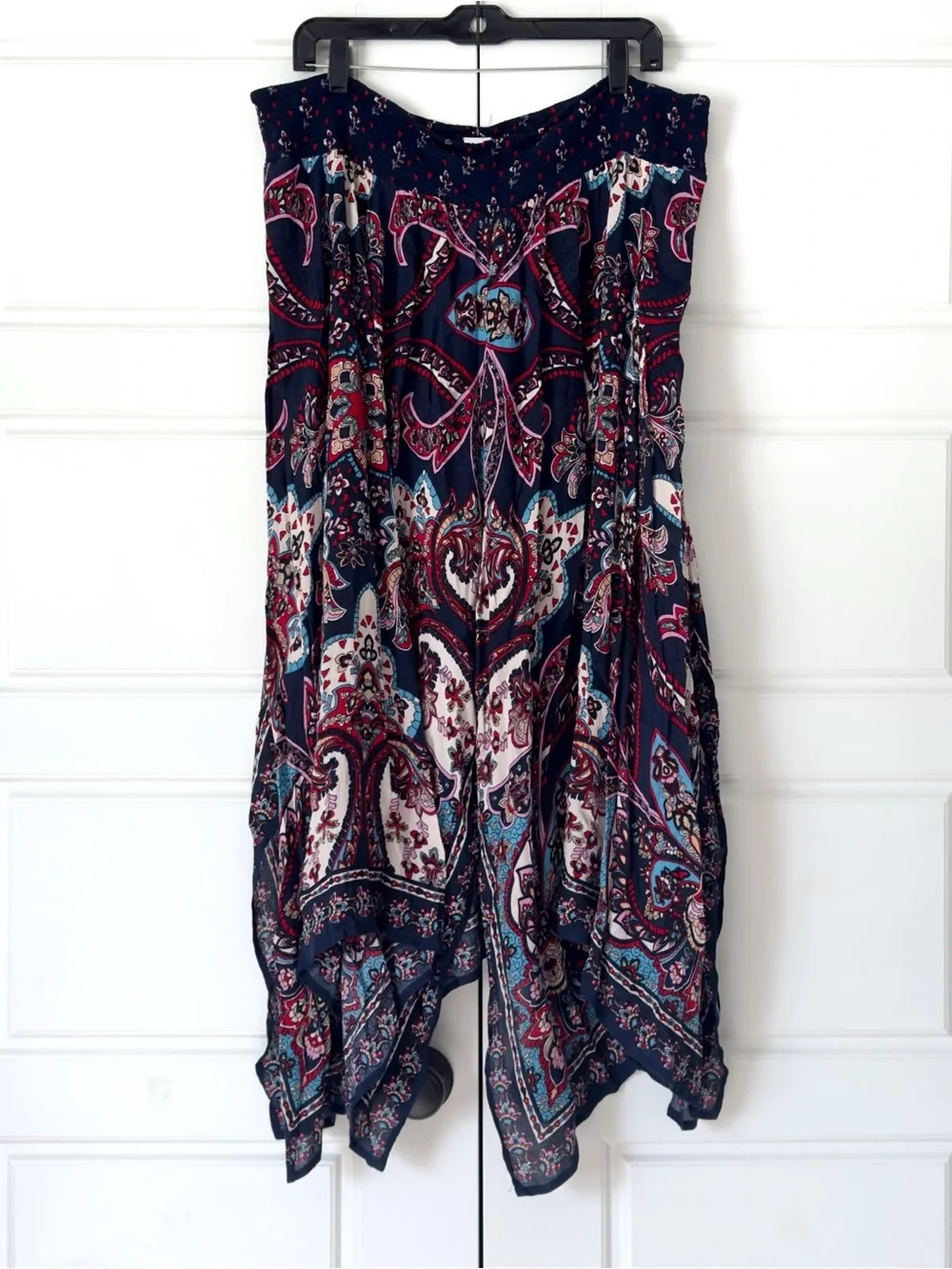 Bila Boho Artsy Maxi Skirt XXL Indie Festival Hippie Colorful Asymmetric Paisley